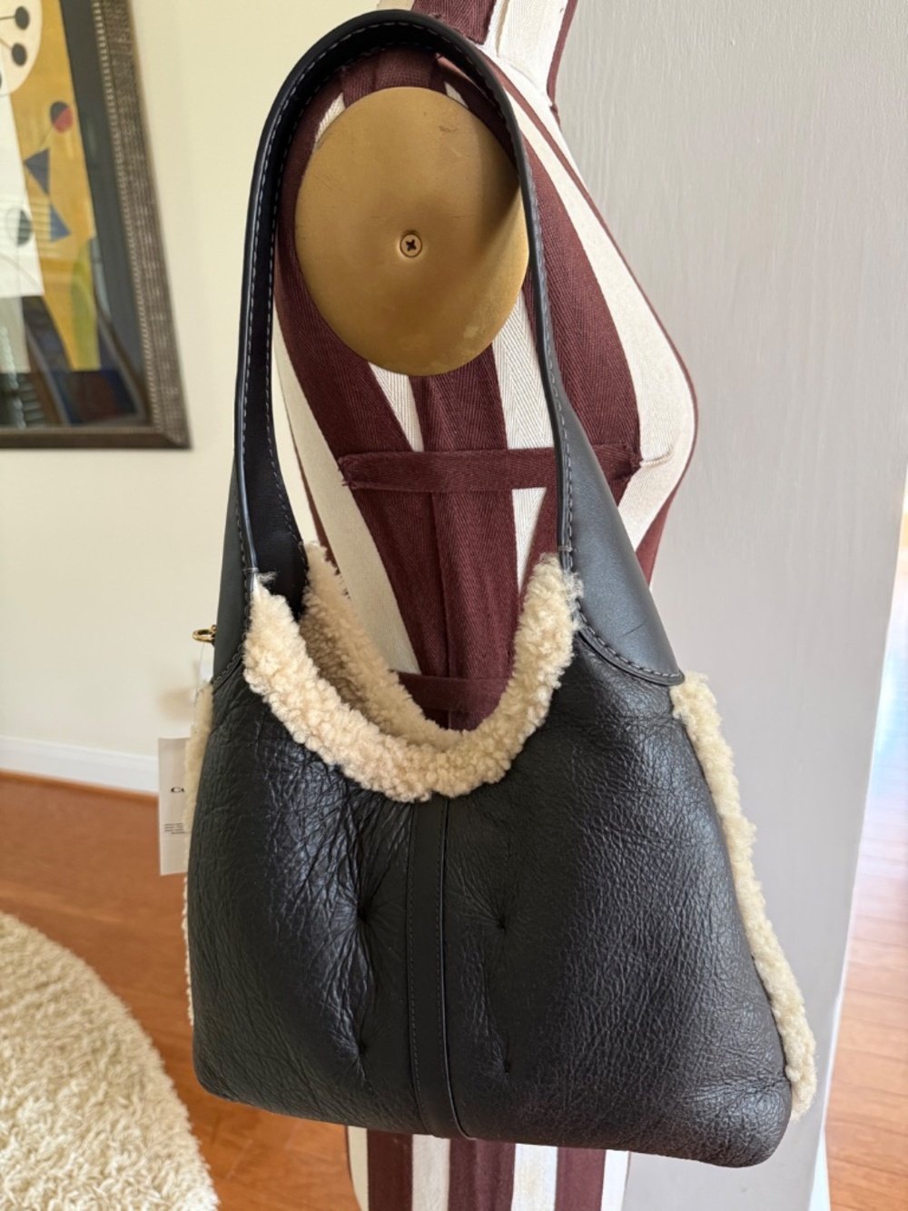 Coach Brooklyn 28 Shearling Leather Shoulder Bag Black Pouch Dust Bag NWT - Picture 2 of 14